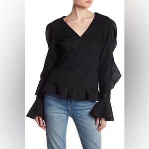 Romeo & Juliet black ruffled button down by long sleeve